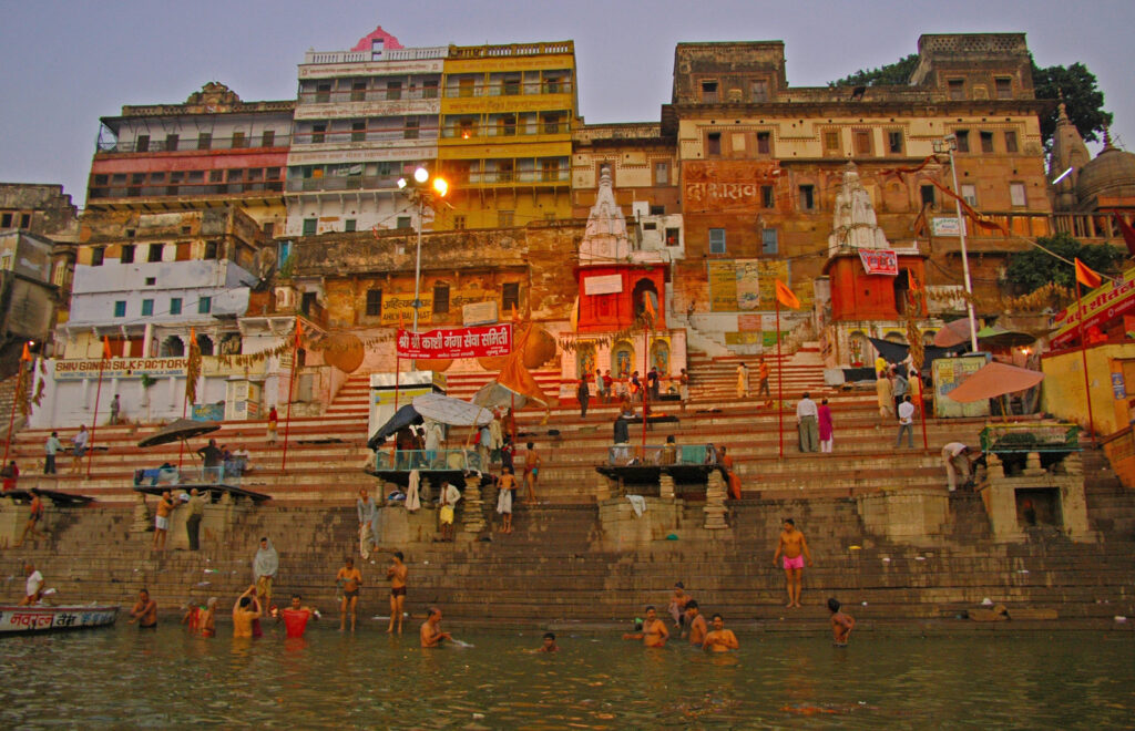 Varanasi - Morning bathers in the Ganga River