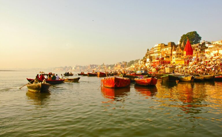 Varanasi - Boats on the Ganga River in the early morning