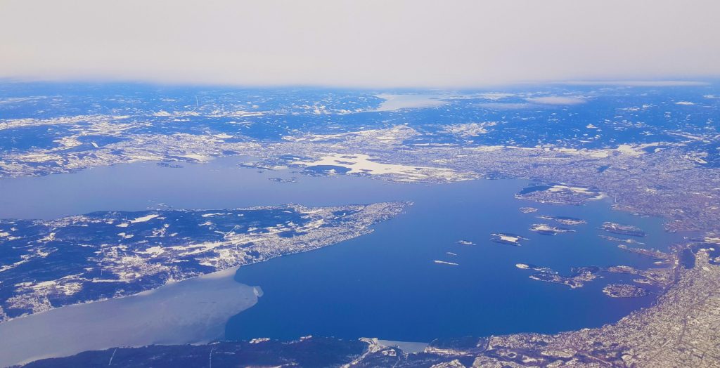 Nesodden (left), surrounded by the Oslo Fjord