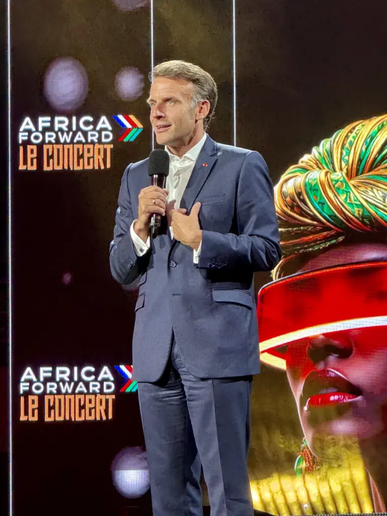 French President Emmanuel Macron at the Africa Forward Summit in Nairobi, Kenya